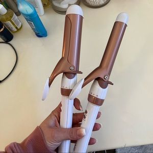 Gold and white curling irons